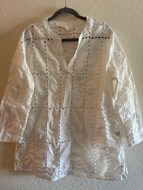 Adiva, XL, white eyelet tunic